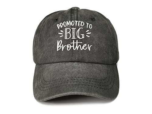 Enodtter Promoted to Big Brother Hat New Big Bro Gift for Kids Child Boy Children Embroidered Washed Black Baseball Cap