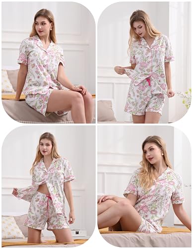 Image of NAP BOUND 100% Cotton Pajamas for Women Sets 2 Pieces Pjs Button short sleeves with Pockets Soft Sleepwear Loungewear XS-XXL