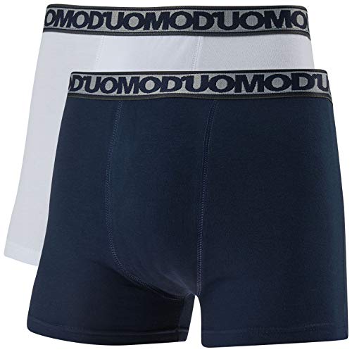 Kit de 2 Cuecas Boxer, Duomo, Masculino, Branco/Marinho, GG