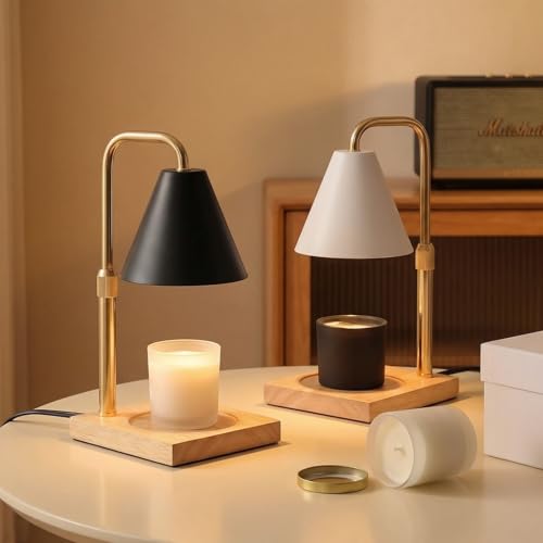 BJFFN Candle Warmer Lamp with Timer and Wireless Remote Control - Birthday Gifts for Women, House Warming Gifts New Home Decor, Wax Melt Warmer for Jar Candles with 2 Bulbs - White C — view 6