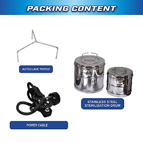 Image of Electric Autoclave Pressure Cooker Type (11x9 Inch) Powder Coated Autoclave Sterilizer Electric & Sterilizer Dressing Drum Heavy Duty size 8x8 inch & 6X6 inch 1 Extra Element Free