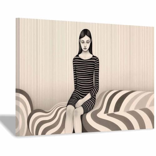 Affiche rétro pour décoration d'intérieur portrait féminin minimaliste noir