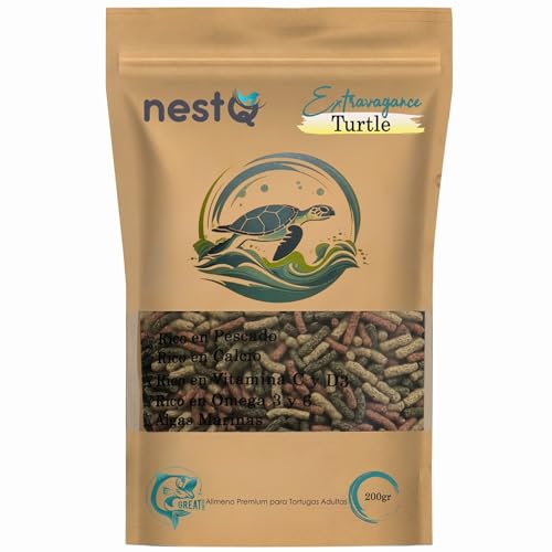 Pienso Nutritivo para Tortugas de Agua - 200g Sabor a Pescado - Ideal para Tortugas Acuáticas de Florida - Sticks para Reptiles y Alimento Baby