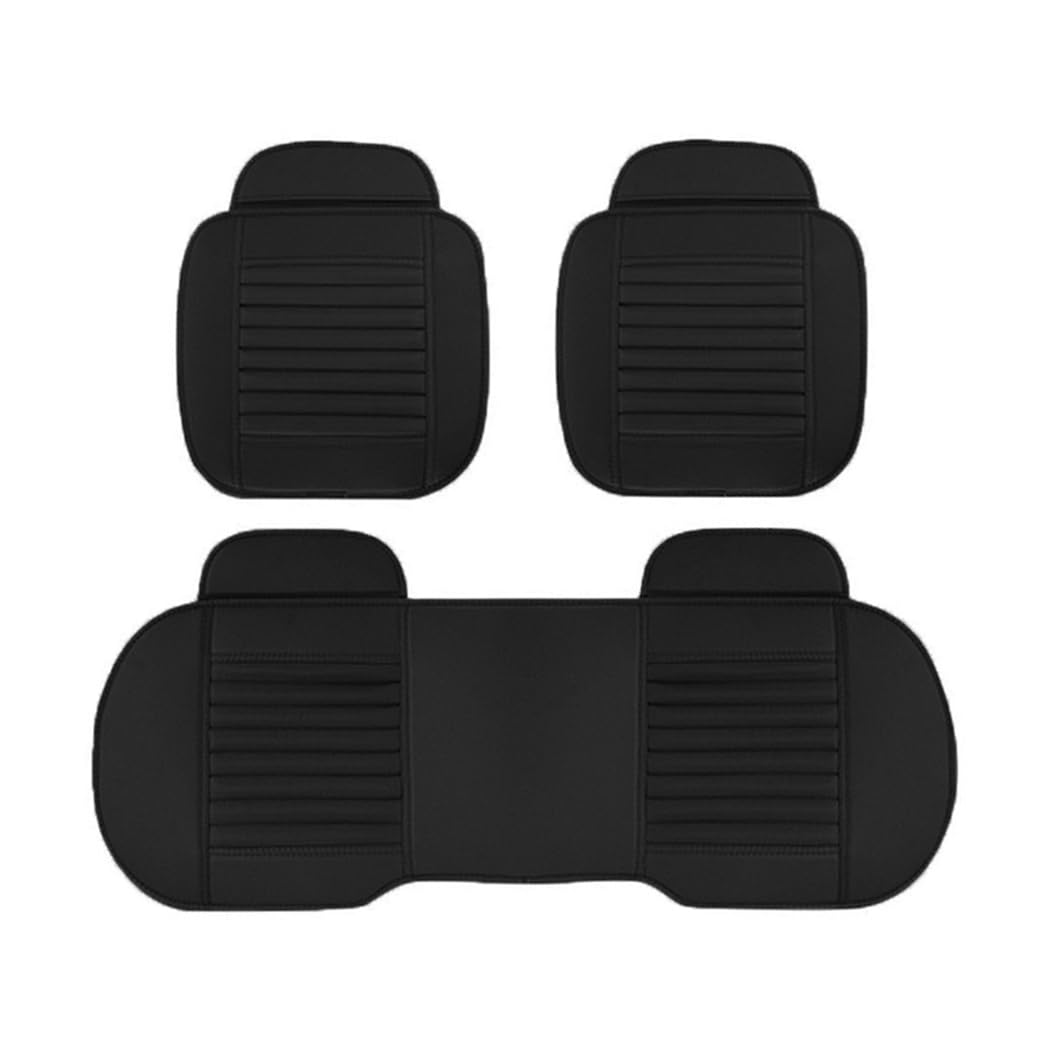 Susy Shop 3pz Coprisedile Universale Auto | Protezione Sedile 2 Anteriore e 1 Posteriore | Protector Comfort Automotive Cuscino Interni (PVC-Nero)