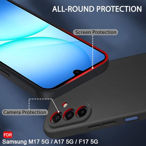 Image of TheGiftKart Sleek Back Cover Case for Samsung Galaxy M17 5G / A17 5G / F17 5G | Slim Fit Protective Design | Ultra Matte Finish | Camera Protection Bump | Soft Silicon Back Cover (Silicone, Black)