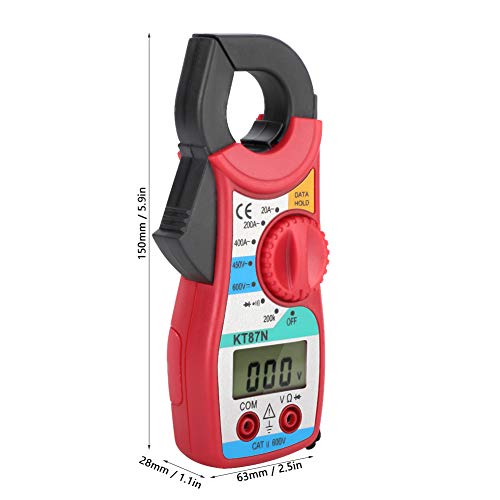 Zangenamperemeter, Kt87n 600 V/450 V Gleichstrom/Wechselstrom Digitales Zangenmessgerät 20 Bis 400 A Amperemeter Digitalmultimeter mit LCD-Anzeige, Wechselstrom, Zangenmessgeräte