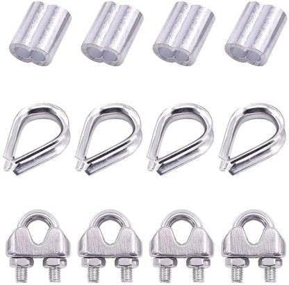 Gym Machine Wire Rope Cable 4 Clip/Clamp, 4 Thimble, 4 Aluminum Crimping Loop Multi-Training Bar ()