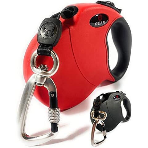 Enthusiast Gear Retractable Dog Leash for Large and Medium Dogs with Locking Carabiner | Heavy Duty 16 ft Strong Reflective Polyester Webbing, 1-Button Break & Lock, Anti-Slip Handle, Tangle Free Cover