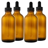 Amber Glass Bottle 4oz W/glass Dropper 4 OZ (Pack of 4), AMBER