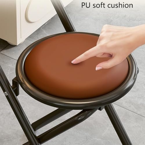 Tabouret de bar pliant avec dossier coussin rond noir pour chambre - 2
