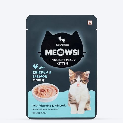 Image of Meowsi by HUFT Chicken & Salmon Mousse Kitten Wet Food - 70 gm | Pack of 3 | High-Protein Wet Cat Food for Kittens | Cat Food Gravy for Junior Kittens (2-12 Months)