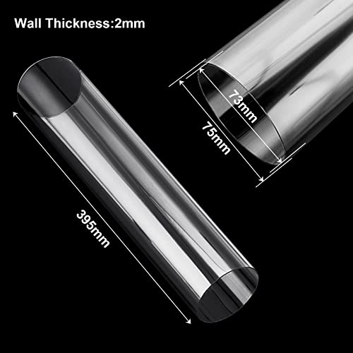 Image of 2PCS Acrylic Tube 3'' (75mm) OD x 2mm Wall Thickness Clear Plastic Pipe Tube 15.5'' Length Clear PVC Pipe Round Polycarbonate Tubing Chemical Resistant