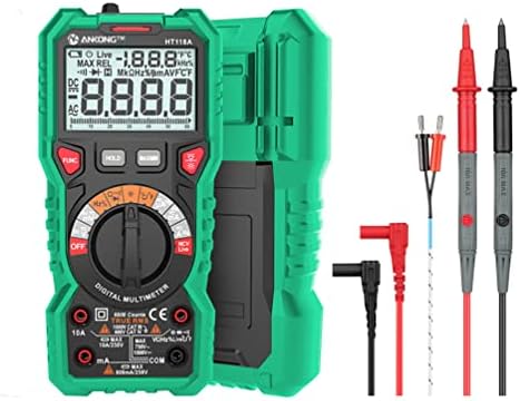 Digital Multimeter, TRMS 6000 Counts Voltmeter Auto-Ranging Fast Accurately Measures Voltage Current Resistance Diodes Continuity Duty-Cycle Capacitance Temperature for Automotive, Overhead Line