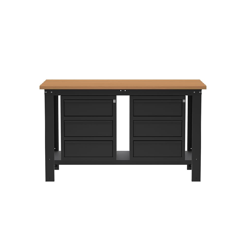 SOGI X3N_108L Banco de trabajo 1,5 m - tablero de madera - 3 + 3 cajones - gris antracita