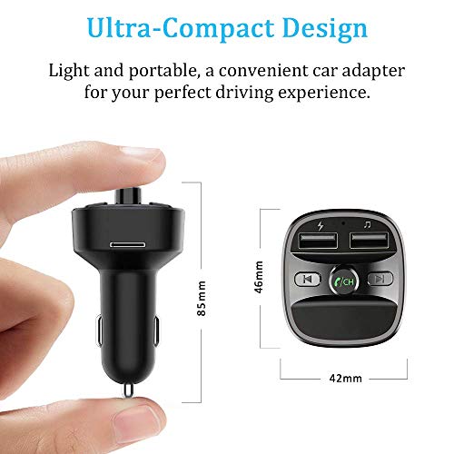 Bovon Bluetooth FM Transmitter for Car, Bluetooth Car Adapter MP3 Player FM Transmitter Receiver, Hands Free Calling, Dual USB Ports (5V/2.4A & 1A), led Display, Support SD Card USB Flash Drive - Thumbnail 7