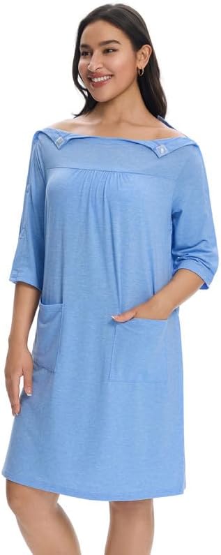 Women's Magnetic Post Shoulder Surgery Dress Rotator Surgery Recovery Must Haves Hospital Gown Adaptive Clothing with Pockets image 2