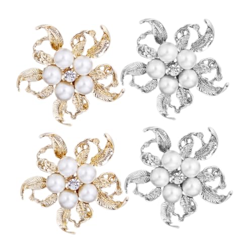 Broche fleur haut de gamme incrustée de strass et perles délicates pour dame