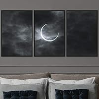 3 Piece Framed Canvas Wall Art Solar Eclipse Canvas Prints Home Artwork Decoration for Living Room,Bedroom - 16