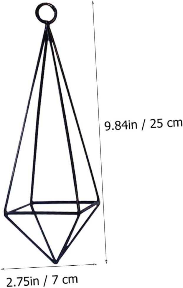 BESPORTBLE Black Hanging Flower Stand Medium Iron Planter Rack for Home Decor Unique Hollow Design Durable and Elegant Hanging Holder image 2