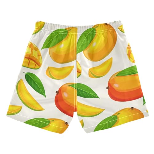 DOMIKING Yellow Mango Slice Toddler Boys' Swim Trunks Mesh Lining Swim Shorts for Boys Kids Adjustable Waist2
