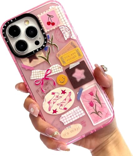 LOLAGIGI Case for iPhone 17, Cute Pink Art Collage Print Kawaii Design Girly Aesthetic Cartoon Pattern for Women Girls Teens Soft TPU Phone Case, 6.3", Compatible with iPhone 17
