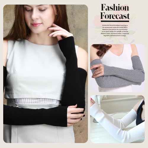 EQLEF Winter Arm Warmers, Armstulpen Gestrickt, Armstulpen Damen Winter Warm Armwärmer Handstulpen Damen Winter Stulpen Arm Lange Handschuhe Ohne Finger für Den Winter – Bild 4