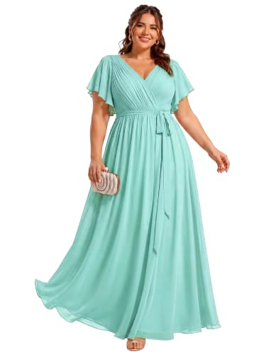 Image of Ever-Pretty Plus Women's Chiffon Maxi Plus Size Formal Bridesmaid Dresses