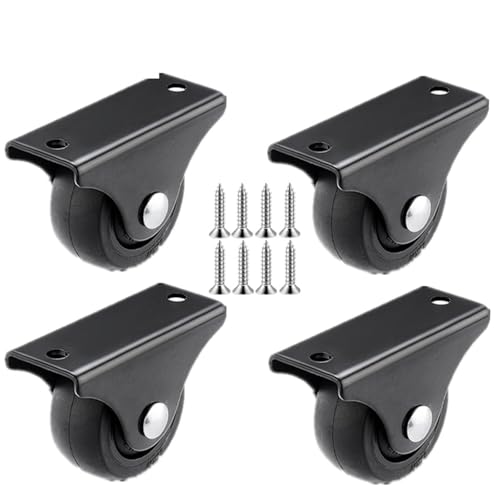 Roulettes pivotantes silencieuses lot de 4 roues en caoutchouc noir meuble 1.5"
