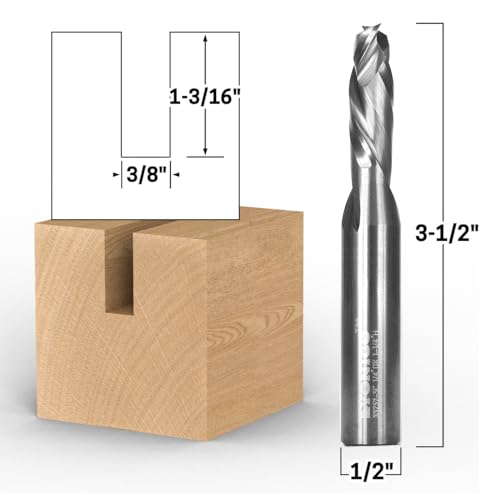 Image of YONICO CNC Compression Bit 2 Flute Spiral End Mill Router Bit 3 /8-Inch Dia. 1 /2-Inch Shank 33252-SC