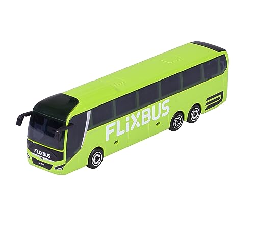 Majorette – MAN Lion\'s Coach L Flixbus – Spielzeugbus mit Freilauf und Federung, Metall-Karosserie, 13 cm lang, für Kinder ab 3 Jahren, Lieferung 1 Stück