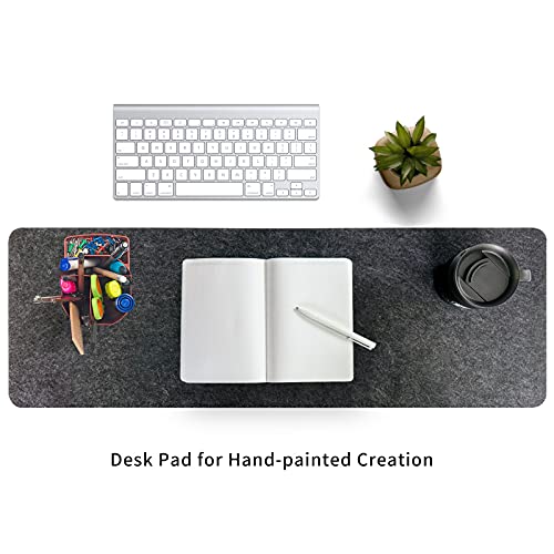 Image of Felt Desk Pad | Computer Mat for Desk(36x12Inches) | Large Felt Desk Mat for Keyboard and Mouse | Dark Grey
