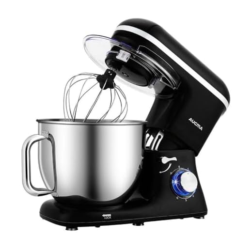 Aucma Stand Mixer,7L Tilt-Head Food Mixer, 6 Speed Electric Kitchen Mixer with Dough Hook, Wire Whip & Beater 1400W (7L, Black)