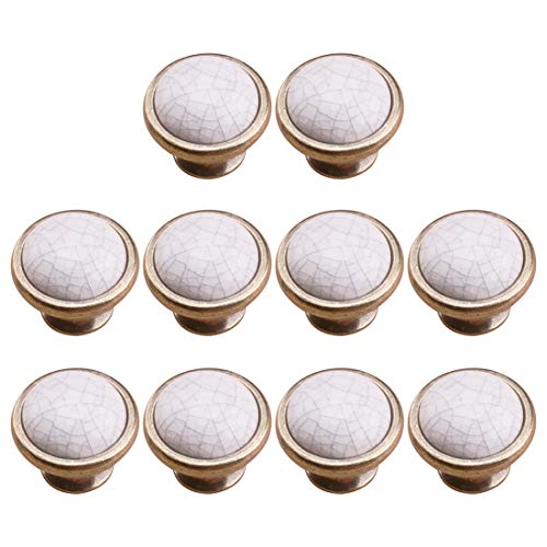 POXL Pomos y Tiradores Vintage, 10Pcs Crepitar Pomos Tiradores Ceramica para Armario/Cajón/Baño para Habitación Decoración Cover