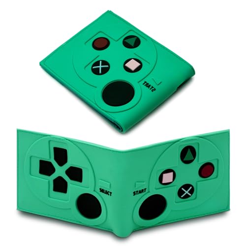 Image of Game Controller Wallets For Kids, Man, Teen Bifold Wallet Multiple Card Slots and Coin Pocket Gamepad Silicone And PU Leather Surface Video Game Kids Wallet in Green