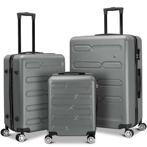 SA Products Suitcase Set of 3 | ABS Hard Shell Suitcase with Lock | Cabin Luggage, Luggage Sets, Cabin Suitcase, Luggage Set | Carry on Suitcase, Hand Luggage Suitcase (Grey) SA Products Suitcase Set of 3 | ABS Hard Shell Suitcase with Lock | Cabin Luggage, Luggage Sets, Cabin Suitcase, Luggage Set | Carry on Suitcase, Hand Luggage Suitcase (Grey)