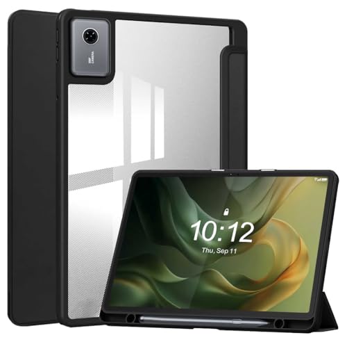 Image of ProElite Cover for Motorola Pad 60 Neo 11 inch 2025, Smart Flip Case Cover for Motorola Pad 60 Neo 11 inch 2025 with Pen Holder, Black [Transparent Back]
