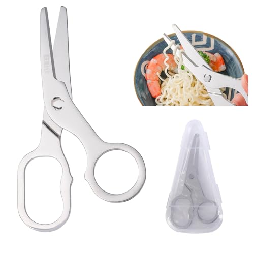 Image of Food Scissors for Baby Kids, Kicthen Scissors Stainless Steel Detachable Kicthen Shears for Food, Noodles, Meat, Chicken, Veggies and Fruits, with Storage Case