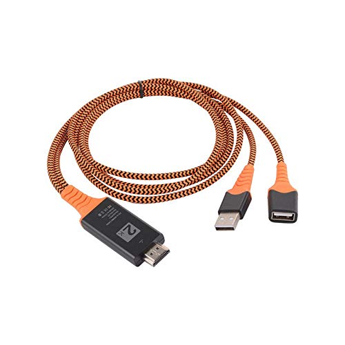 Portable Taille Nylon Fil tressé USB Femelle vers HDMI Adaptateur mâle HDTV Soutien Câble Type-C iOS - Orange Cover
