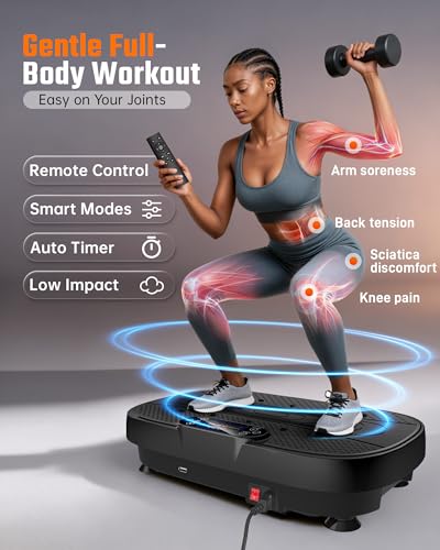 Image of Renoj Vibration Plate Exercise Machine, 3D Whole Body Vibration Platform for Lymphatic Drainage and Muscle Recovery, 455-lb Capacity Fitness Machine with Bluetooth Speaker and LED Display for Home Gym