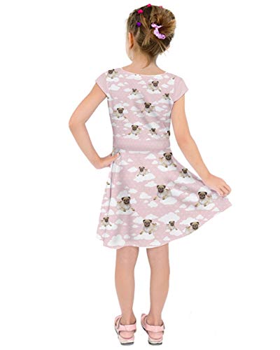 PattyCandy Girls Dress Up Dog Footprint Easter Animals Cartoon Sketch & Rocket Toddler Kids Short Sleeve Dress2