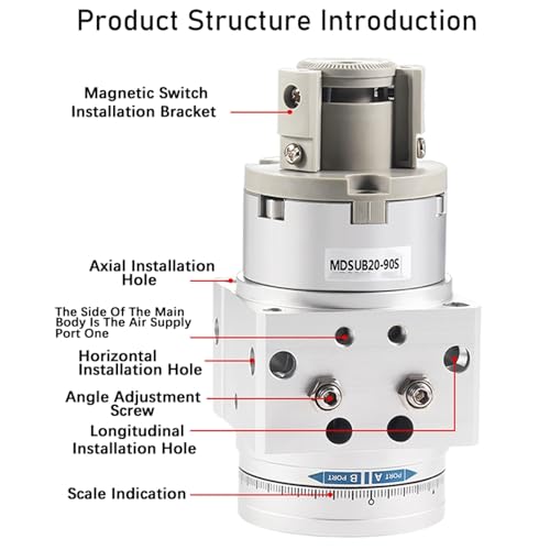 Cylindre pivotant rotatif MDSUB1 MDSUB3 MDSUB7 MSUB1-90S - 4