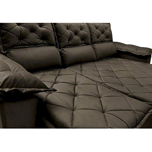 Sofá 3 Lugares Retrátil e Reclinável Cama Inbox Compact 2,00m Velusoft Café