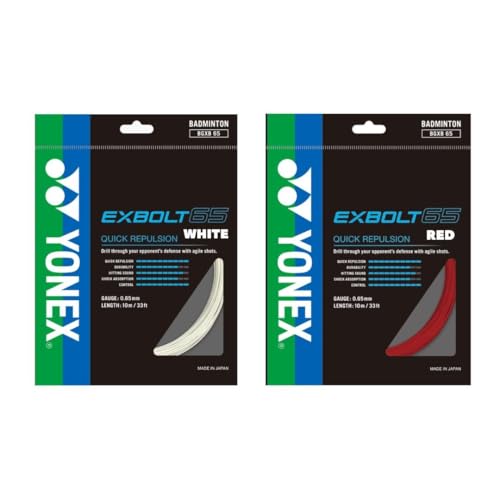 YONEX EXBOLT65 Badminton String Set of Two Choice of Colors (Red/White)