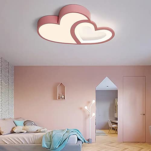 Gdae10 Modern Led Ceiling Light Heart-Shaped Acrylic Ceiling Light Cartoon Decorative Ceiling Light Fixture Stepless Dimming With Remote Control For Living Room Bedroom Children's Room (Pink) #TOP4