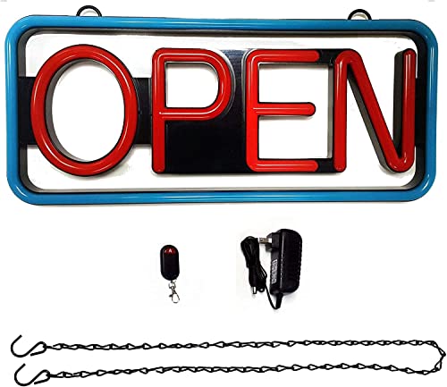 Maxlit 21'' X 10'' New Ultra Bright Led Neon Sign - Open - Remote Controlled (Blue/Red) #TOP3