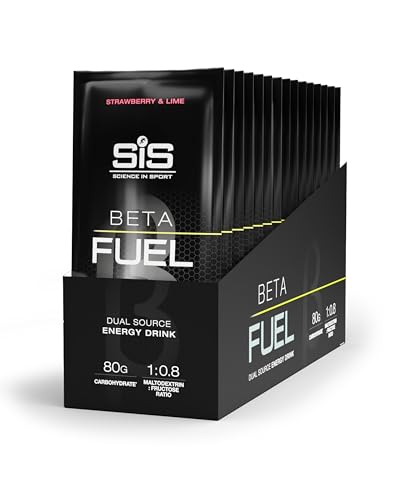 Science in Sport Beta Fuel 80 Bebida Energética en Polvo 15 x 82g Fresa Lima - Polvo isotónico para bebidas con 80g de carbohidratos, fuente ideal de energía para atletas de resistencia.