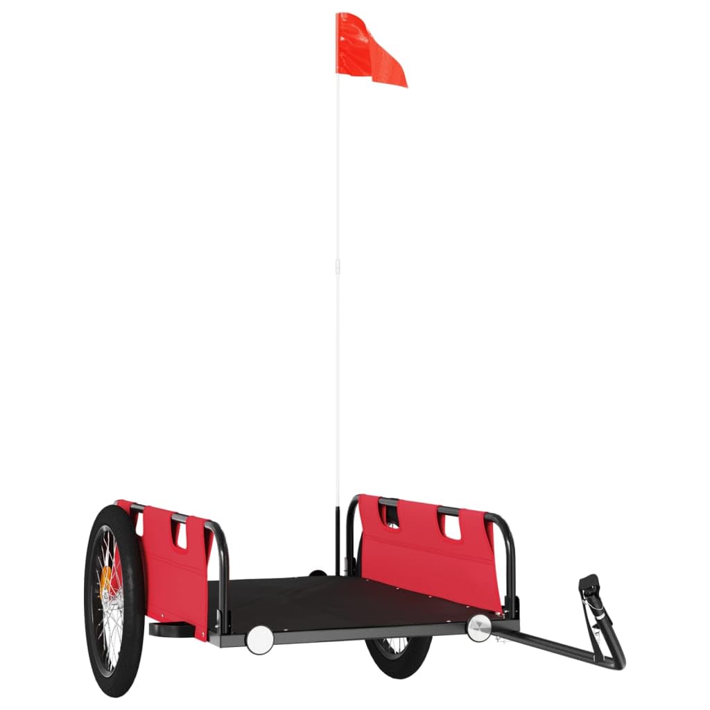 vidaXL Remolque para Bicicletas, Remolque de Carga, Carrito para Bici, Remolque para Maletas Plantas Herramientas, Hierro Tela Oxford Rojo