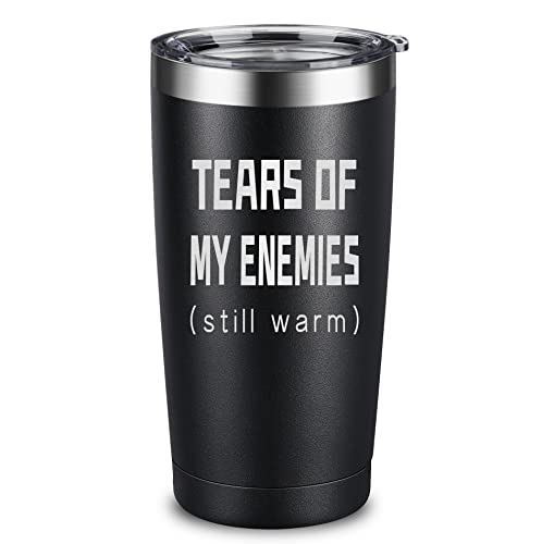 ARIABLE Tears Of My Enemies – Best Gifts for Men, Him, Dad, Husband, Son, Boyfriend, Coworker, Boss – Perfect Sarcastic Birthday – Military Gift for Veterans – 20 Oz Engraved Tumbler, Black