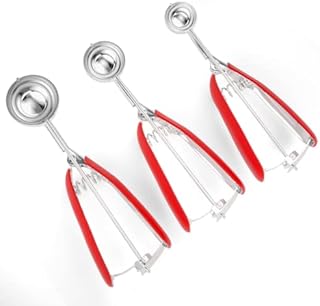 Ice Cream Scoop Set, UYOTBKEUB Professional 304 Stainless Steel Cookie Scoop with Easy Trigger, Perfect Make Ball for Melon Baller Cupcake Baking