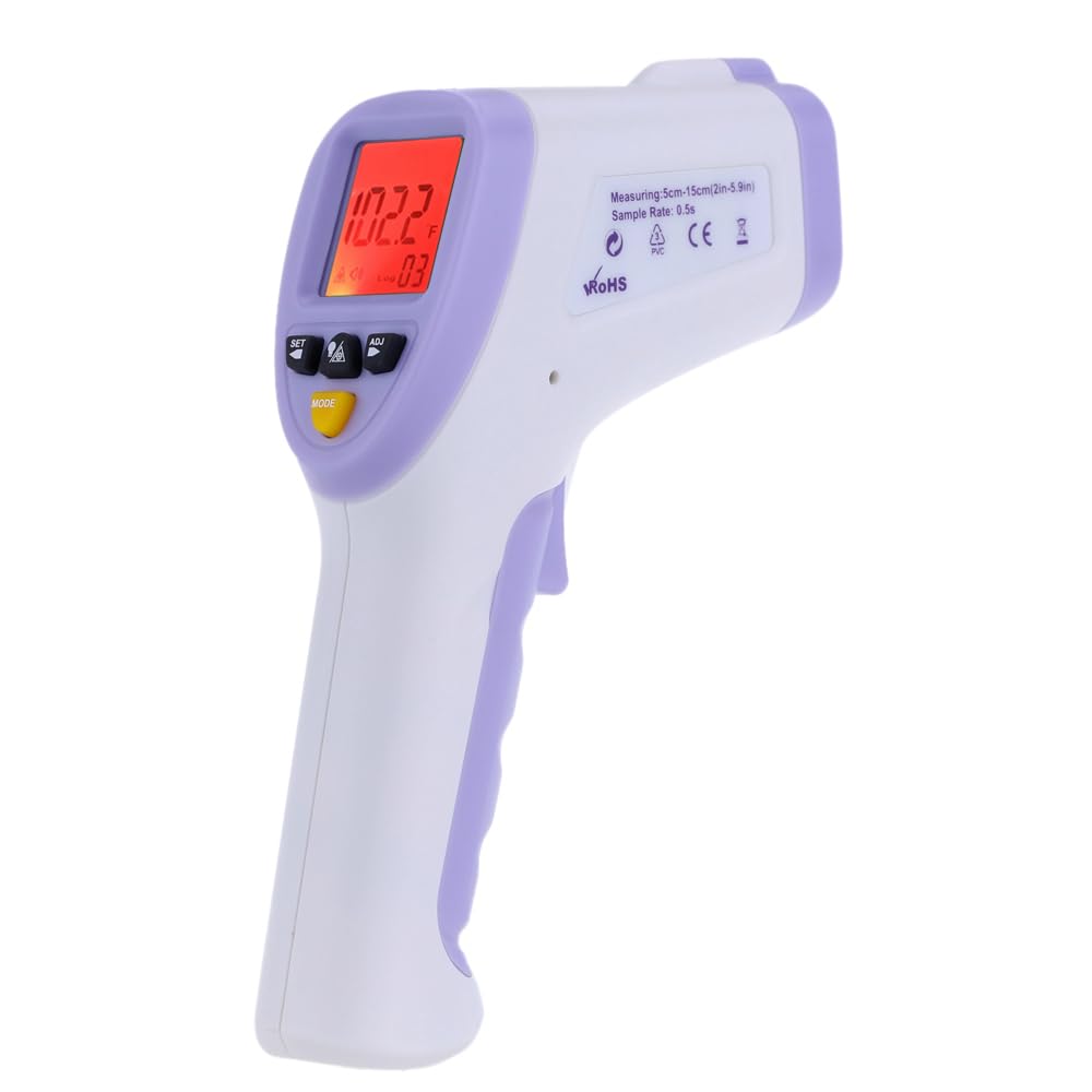Termómetro infrarrojo sin contacto para medir la temperatura corporal y de la piel, termodetector digital con pantalla LCD inteligente retroiluminada y puntero láser, adecuado